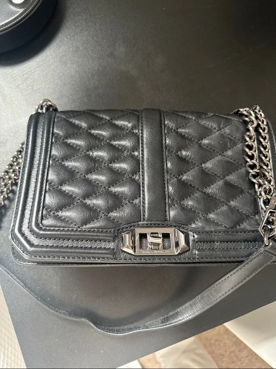 Rebecca Minkoff Black Quilted Leather Chain Shoulder Bag - Picture 3 of 7